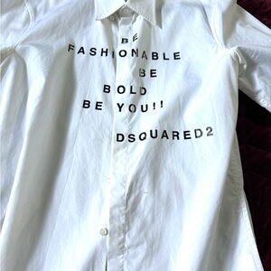 DSQUARED2 White Shirt with Bold Black Lettering